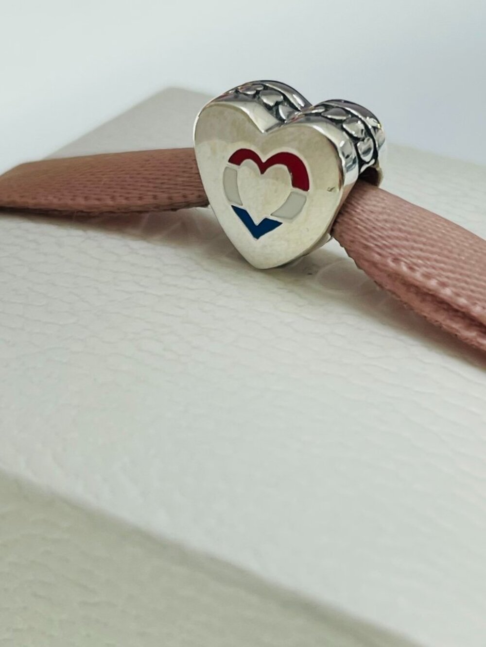 Pandora Netherlands Flag Heart Sterling Silver Charm With Red, White And Blue